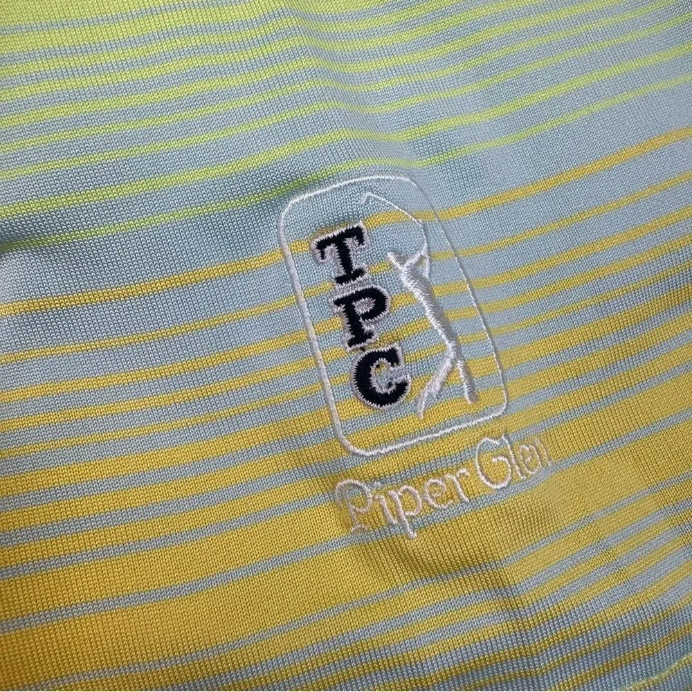 Dunning Polo Shirt Mens XL Colorful Striped Stretch TPC Piper Glen‎ Golf Casual